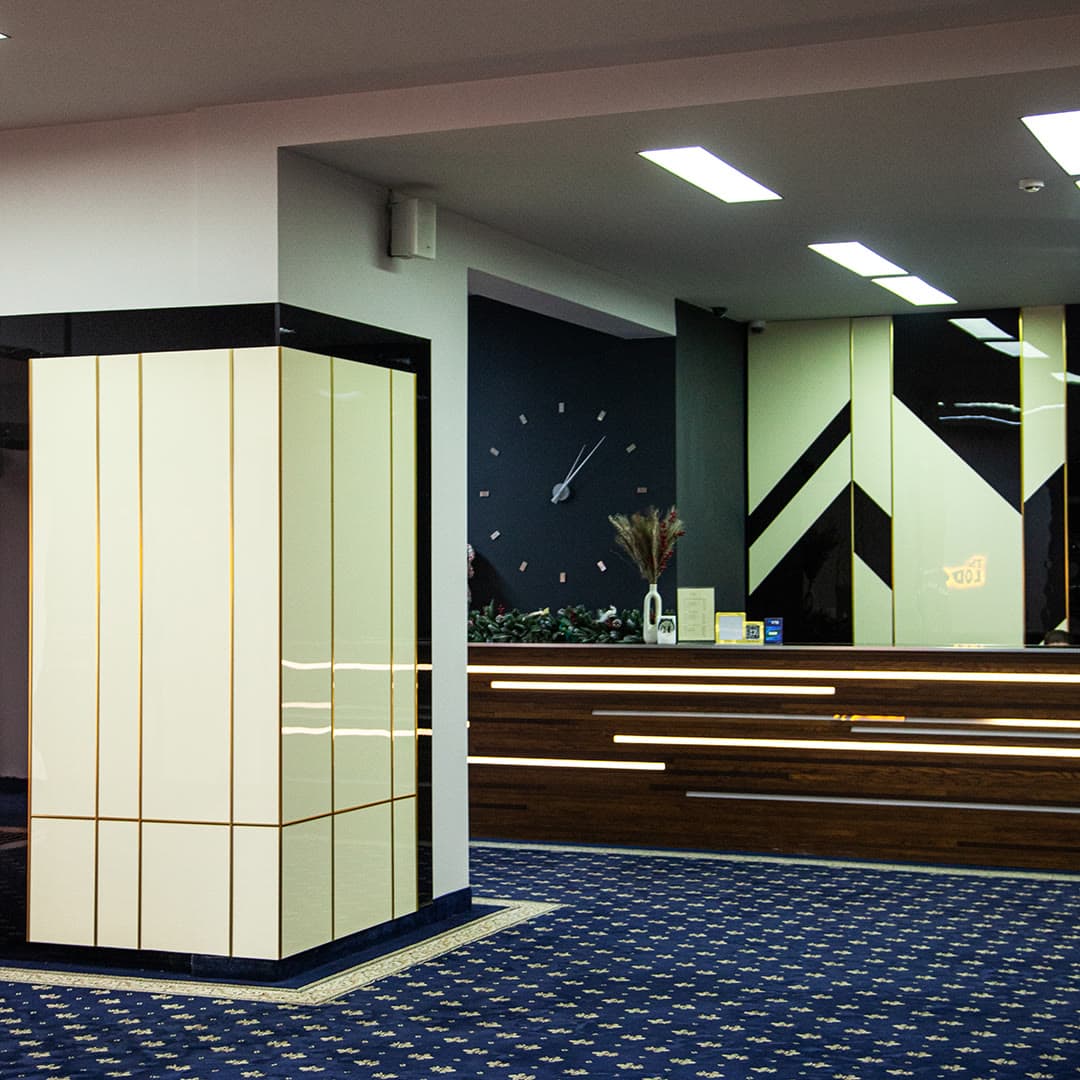 The hotel reception desk